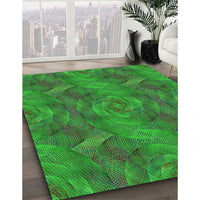 Patterned Lime Green Rug, pat1407grn