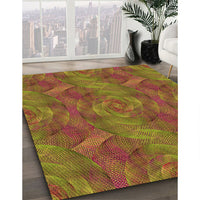 Patterned Dark Golden Brown Rug, pat1407org