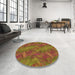 Round Patterned Dark Golden Brown Rug in a Office, pat1407org