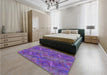 Patterned Lilac Purple Rug in a Bedroom, pat1407pur