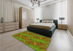 Patterned Saddle Brown Rug in a Bedroom, pat1407yw