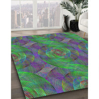 Patterned Green Modern Rug, pat1407