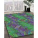 Patterned Green Modern Rug in Family Room, pat1407