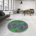 Round Patterned Green Modern Rug in a Office, pat1407