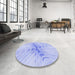 Round Patterned Sky Blue Rug in a Office, pat1408blu