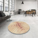 Round Patterned Brown Sand Brown Rug in a Office, pat1408brn