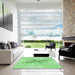 Square Patterned Jade Green Rug in a Living Room, pat1408grn