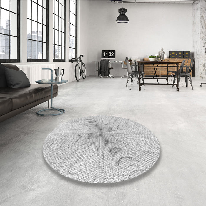 Round Patterned Dark Gray Rug in a Office, pat1408gry