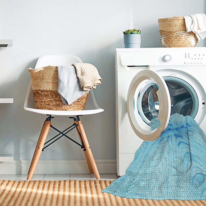 Machine Washable Transitional Blue Rug in a Washing Machine, wshpat1408lblu