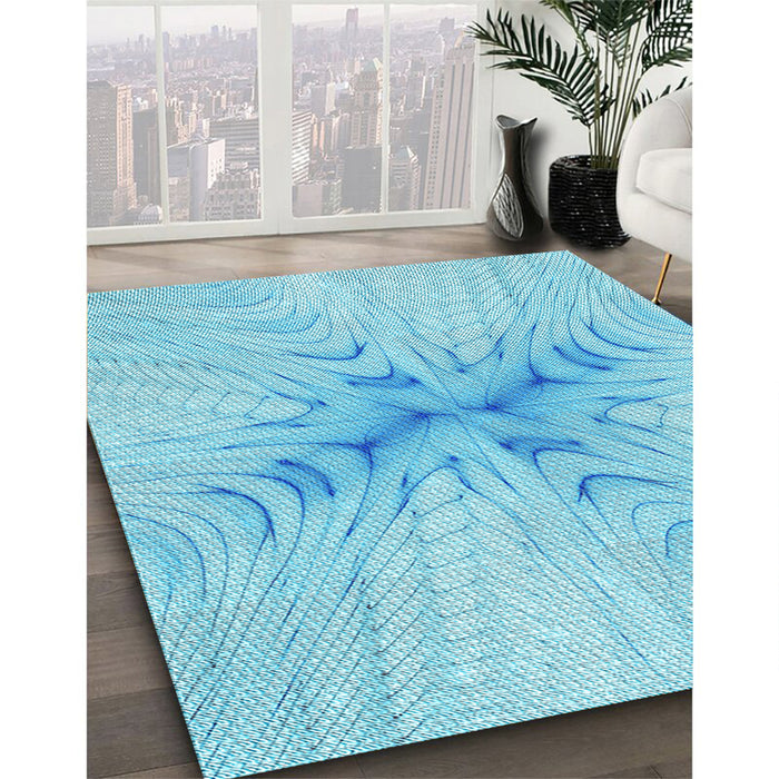 Machine Washable Transitional Blue Rug in a Family Room, wshpat1408lblu