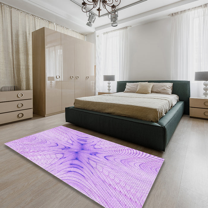Patterned Purple Rug in a Bedroom, pat1408pur