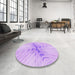 Round Patterned Purple Rug in a Office, pat1408pur