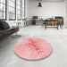 Round Patterned Red Rug in a Office, pat1408rd