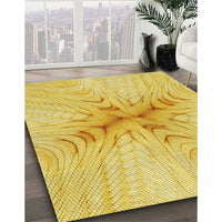 Patterned Bold Yellow Rug, pat1408yw