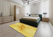 Patterned Bold Yellow Rug in a Bedroom, pat1408yw