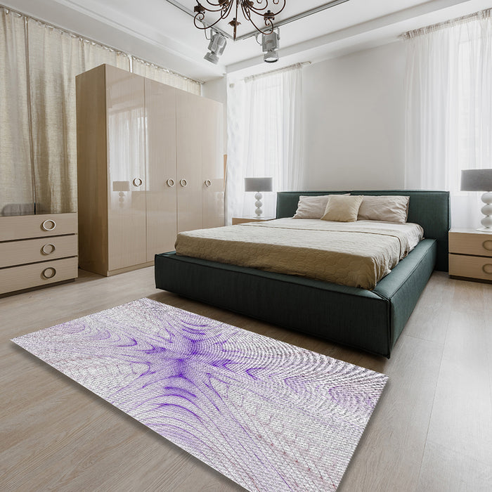 Patterned Lavender Purple Novelty Rug in a Bedroom, pat1408