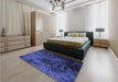 Patterned Royal Blue Rug in a Bedroom, pat1409blu