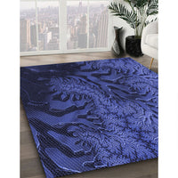 Patterned Royal Blue Rug, pat1409blu