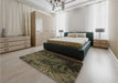 Patterned Oak Brown Rug in a Bedroom, pat1409brn