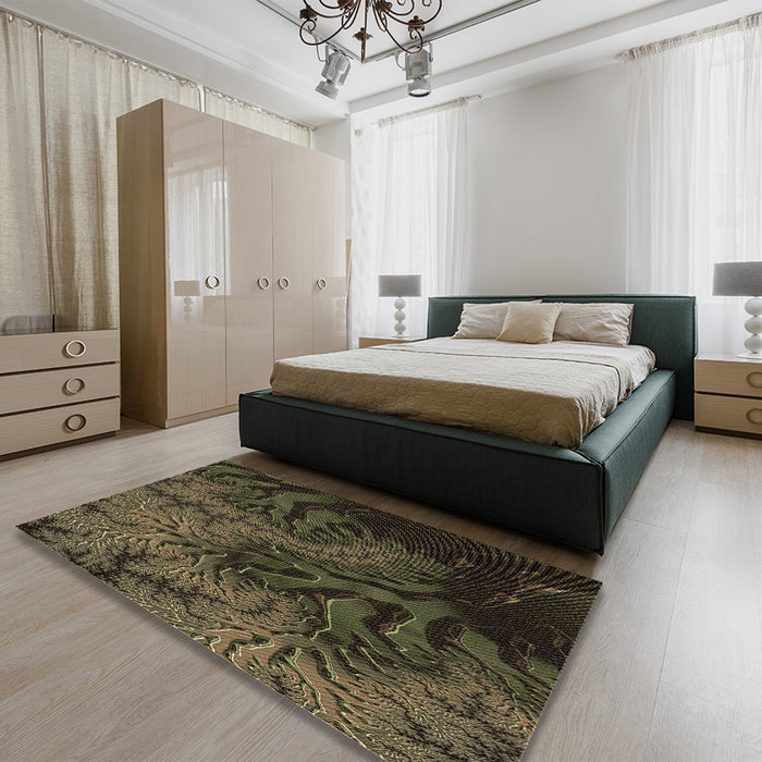 Patterned Oak Brown Rug in a Bedroom, pat1409brn