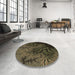 Round Patterned Oak Brown Rug in a Office, pat1409brn