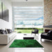 Square Patterned Deep Emerald Green Rug in a Living Room, pat1409grn