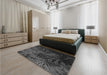 Patterned Midnight Gray Rug in a Bedroom, pat1409gry