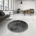 Round Patterned Midnight Gray Rug in a Office, pat1409gry