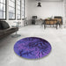 Round Patterned Purple Rug in a Office, pat1409pur