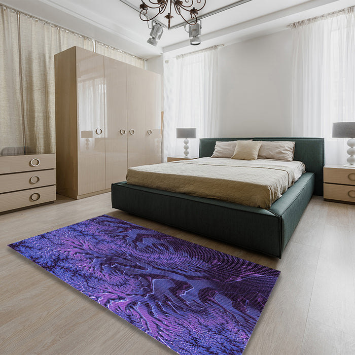 Patterned Purple Rug in a Bedroom, pat1409pur
