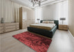 Patterned Maroon Red Rug in a Bedroom, pat1409rd