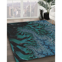 Patterned Deep-Sea Green Novelty Rug, pat1409