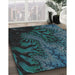 Machine Washable Transitional Deep-Sea Green Rug in a Family Room, wshpat1409