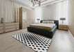 Patterned Platinum Gray Novelty Rug in a Bedroom, pat140