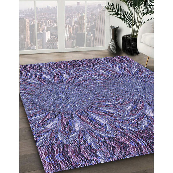 Patterned Purple Rug in Family Room, pat141blu