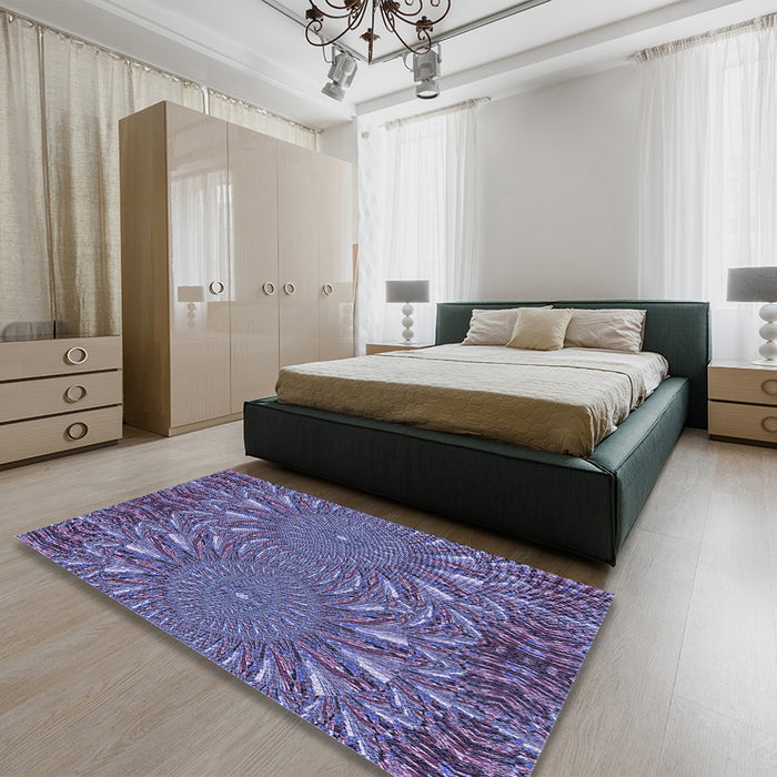 Patterned Purple Rug in a Bedroom, pat141blu