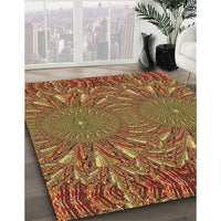 Patterned Caramel Brown Rug, pat141brn