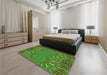 Patterned Army Green Rug in a Bedroom, pat141grn