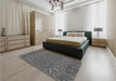 Patterned Black Rug in a Bedroom, pat141gry