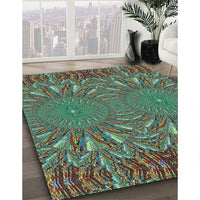 Patterned Coffee Brown Rug, pat141lblu