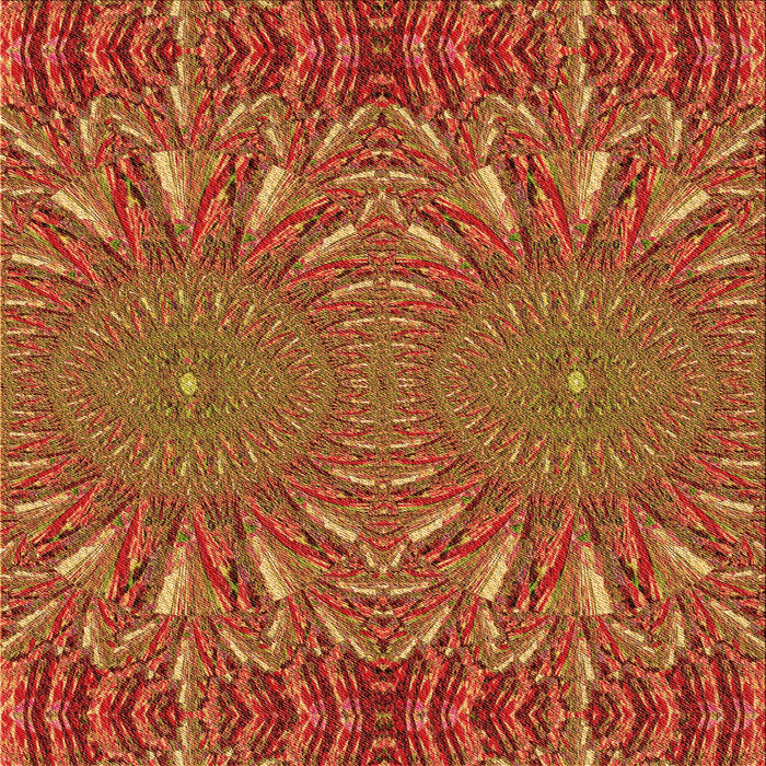 Round Patterned Orange Rug, pat141org