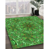 Patterned Neon Green Rug, pat1410grn