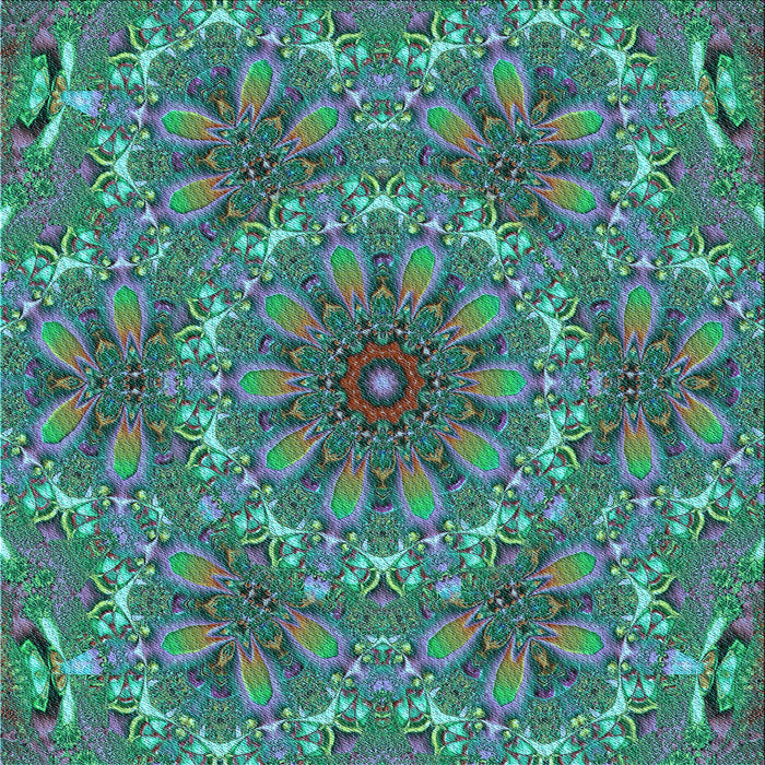 Round Patterned Blue Moss Green Rug, pat1410lblu