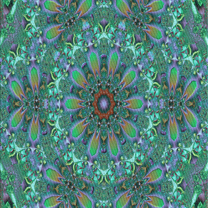 Patterned Blue Moss Green Rug, pat1410lblu