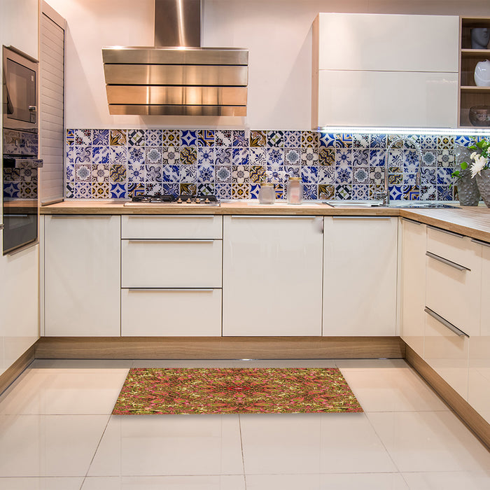 Patterned Cinnamon Brown Rug in a Kitchen, pat1410org