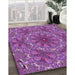 Patterned Purple Rug in Family Room, pat1410pur