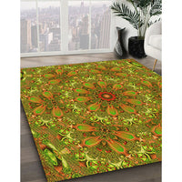 Patterned Pistachio Green Rug, pat1410yw