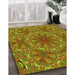 Patterned Pistachio Green Rug in Family Room, pat1410yw