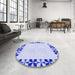 Round Patterned Lavender Blue Rug in a Office, pat1411blu