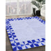 Patterned Lavender Blue Rug in Family Room, pat1411blu